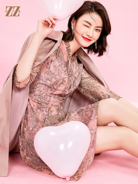 佐尔美2022 春夏新款 蓝色粉色中长款风衣大衣外套女 E11FZ08