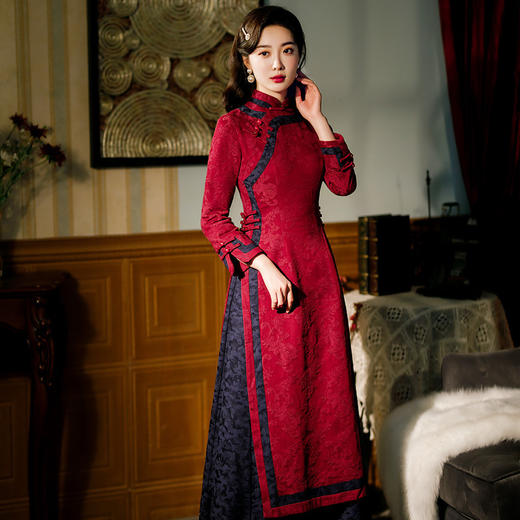 TQ  392601改良棉麻奥黛大码旗袍裙 商品图1