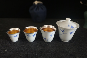 华艺银坊 竹韵系列瓷包银旅行套装