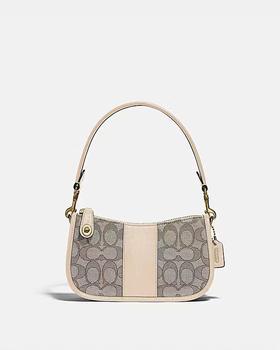 【直播】COACH 经典提花织物拼接迷你腋下包  象牙白