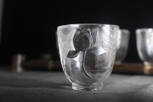 华艺银坊 绽放系列 家用茶杯会客茶杯办公室茶杯 人工无铅玻璃杯 纯银990 商品图4