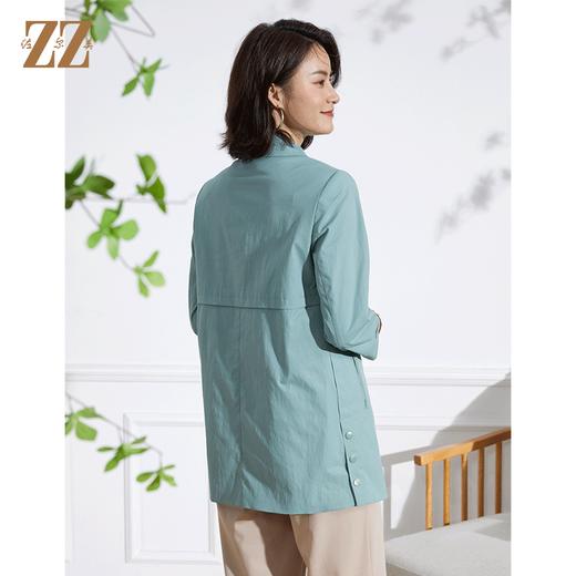 佐尔美2022春季新款气质短款休闲百搭绿色红色中长风衣E13FZ40 商品图4