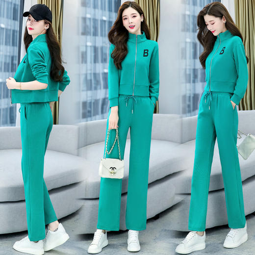 时尚休闲舒适运动两件套2022年春季新款韩版立领显瘦女套装 HR-RSLD905 商品图0