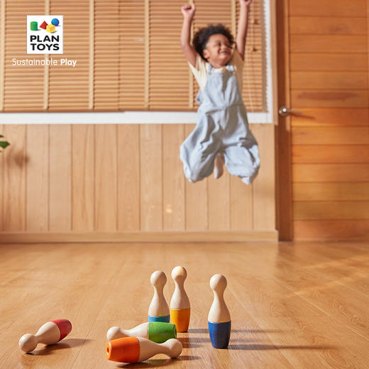泰国Plantoys 彩虹保龄球套木质儿童仿真益智玩具橡胶木安全材质 3y+ 商品图2