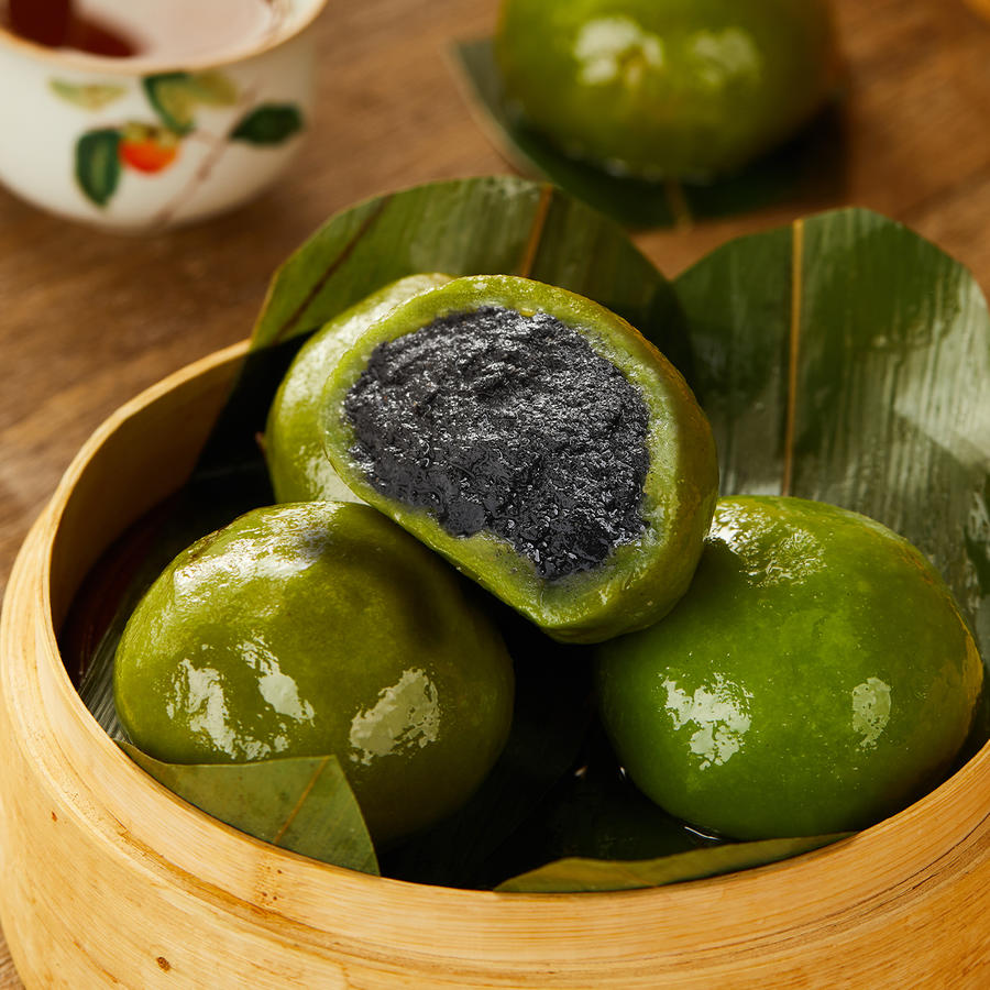 沈大成黑芝麻艾草青团清明果传统糕点点心糯米糕团240g