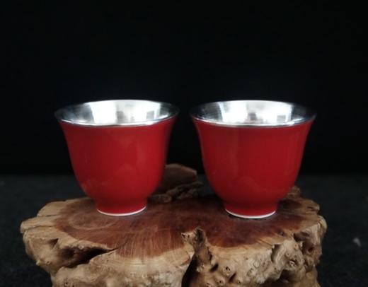 华艺银坊色釉杯系列主人杯 瓷包银内胆 商品图0