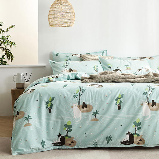 【幸运土猫】庭园喵如茉全棉纯棉猫三四件套件柔软被套原创设计 商品图4