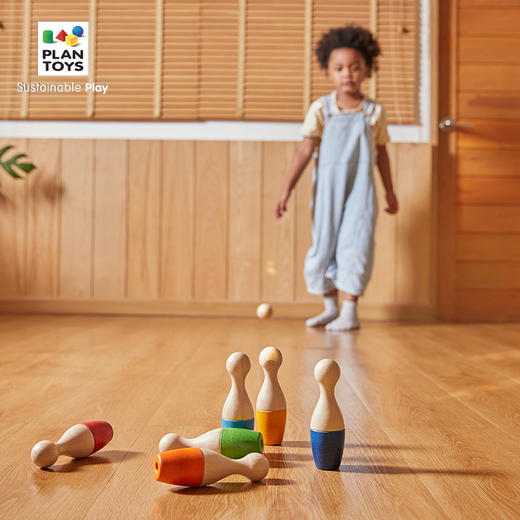 泰国Plantoys 彩虹保龄球套木质儿童仿真益智玩具橡胶木安全材质 3y+ 商品图3