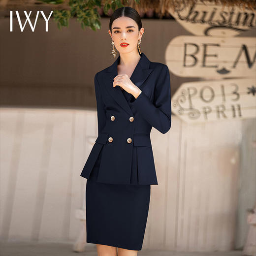 IWY/藏青色深蓝色都市职场套装时尚白领西服西装套装CS1339-ZL 商品图0