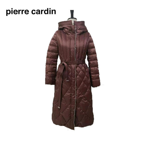 皮尔卡丹女装时尚风琴谱绗线通勤连帽收腰羽绒服P1489Y1414F2
 商品图0