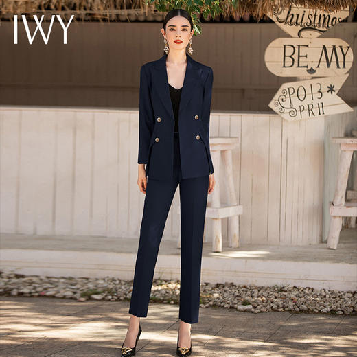 IWY/藏青色深蓝色都市职场套装时尚白领西服西装套装CP1339-ZL 商品图2