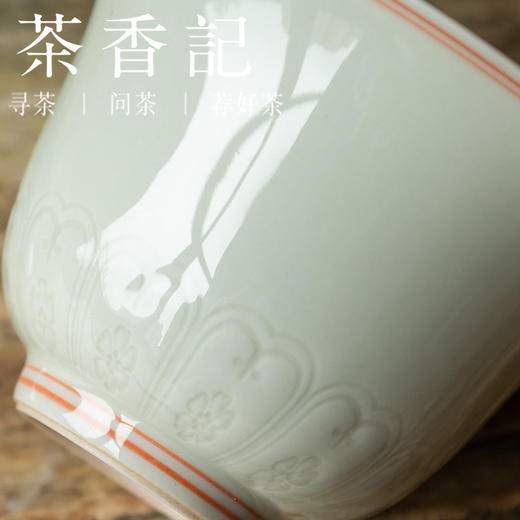 茶香记 红釉双线禅意刻花盖碗 德化 仿古泥釉 泡茶器 冲泡器 主泡 商品图2
