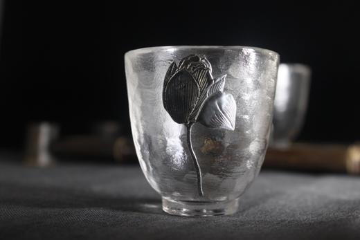 华艺银坊 绽放系列 家用茶杯会客茶杯办公室茶杯 人工无铅玻璃杯 纯银990 商品图3