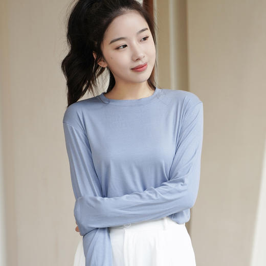 【优衣库代工厂  入秋必备的纯色T恤】升级款HALVIN DIARY纯棉长袖T恤 设计师联合打造 莫兰蒂色系 纯正新疆棉 商品图1