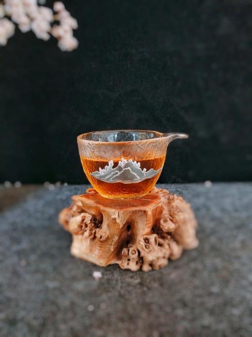 华艺银坊 观山四件套 可单选  家用会客茶具 办公室会客茶具 水晶无铅玻璃杯 纯银990 商品图0