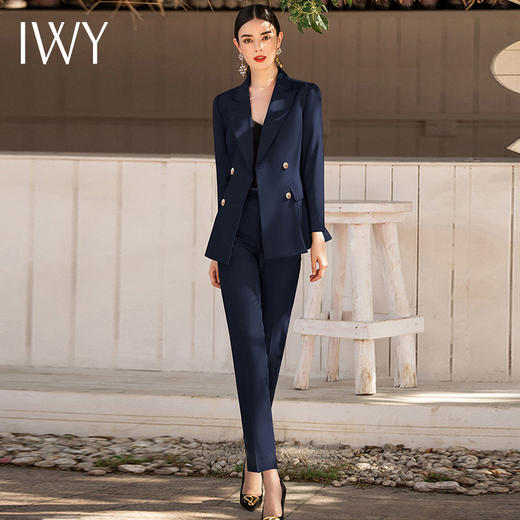 IWY/藏青色深蓝色都市职场套装时尚白领西服西装套装CP1339-ZL 商品图4