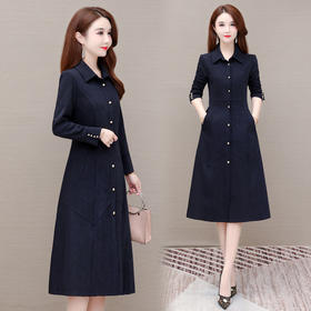 YWE B20JSD纯色风衣外套修身气质优雅大码大衣