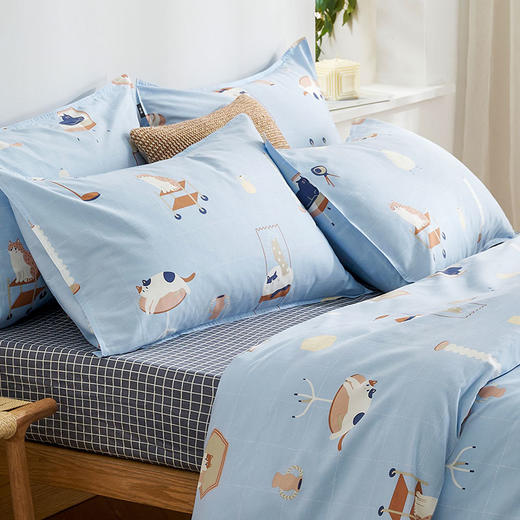 【幸运土猫】宅中喵如茉全棉纯棉猫三四件套件柔软被套原创设计 商品图5