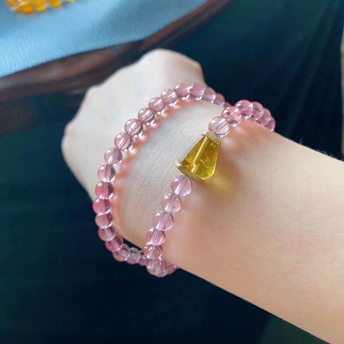 9克 5.9mm 天然粉碧玺手链