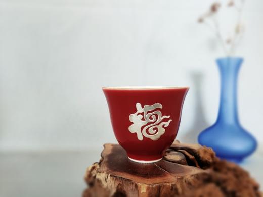 华艺银坊 福牛送财系列贴银套装茶具礼品 纯银990 景德镇陶瓷 商品图2