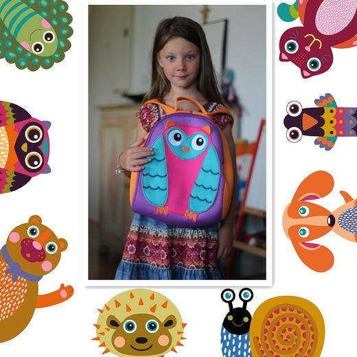 瑞士Oops 宝宝时尚超轻背包 卡通可爱 幼儿园大中小班男女童双肩书包 轻便旅游休闲 猫头鹰 商品图3