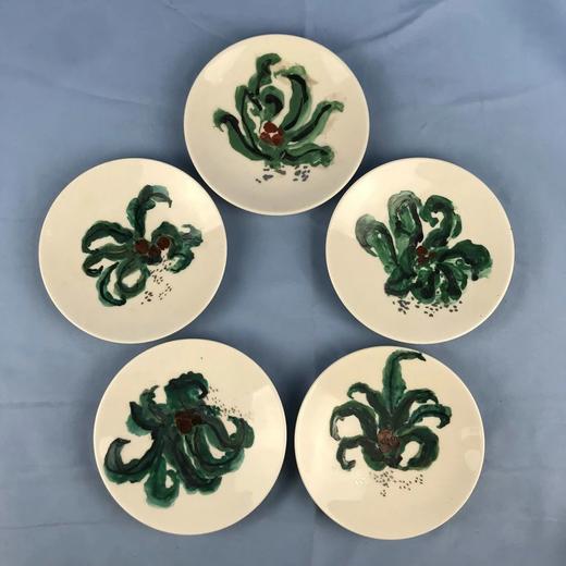 日本万年青绘白瓷小碟子 5枚装 原盒保留 实物见视频 商品图1