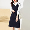 JH8001 2022年春季新款韩版衬衫马甲连衣裙套装女腰带收腰两件套 商品缩略图0