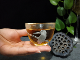 华艺银坊 依恋系列单杯 家用茶杯办公室茶杯 人工无铅玻璃杯 加纯银990