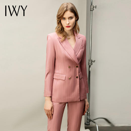粉色白条纹都市时尚职场套装白领西服西装套装CP10334 商品图0