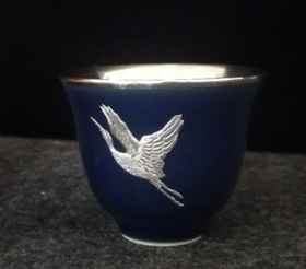 华艺银坊 银瓷贴银系列主人杯 瓷包银内胆