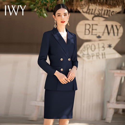 IWY/藏青色深蓝色都市职场套装时尚白领西服西装套装CS1339-ZL 商品图2