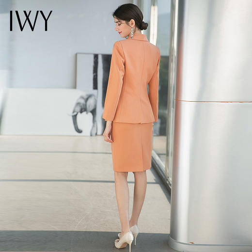 IWY/橘色高端名媛职业装气质女神范套装裙女收腰显瘦橙色西服面试正装 CPS1490 商品图3