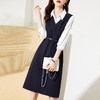 JH8001 2022年春季新款韩版衬衫马甲连衣裙套装女腰带收腰两件套 商品缩略图3