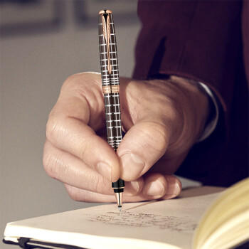 派克卓尔巧克力格子纹玫瑰金夹宝珠笔 商品图3