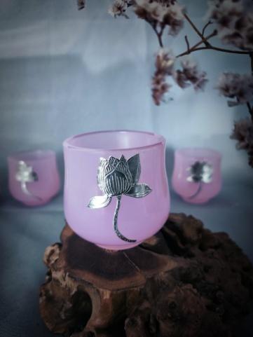 华艺银坊 绽放系列 粉玉瓷茶杯 纯银990 商品图4