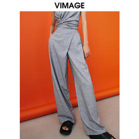 VIMAGE/纬漫纪春夏新款宽松休闲裤女简约气质阔腿裤V1705331