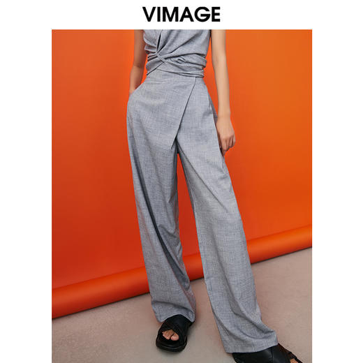 VIMAGE/纬漫纪春夏新款宽松休闲裤女简约气质阔腿裤V1705331 商品图0