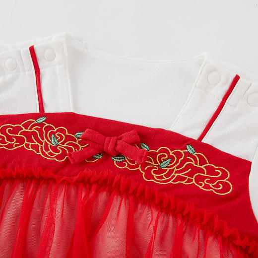 英氏女宝22款唐装汉服国风新年装婴幼儿连体三角蛤衣YZJNJ32003A 商品图1