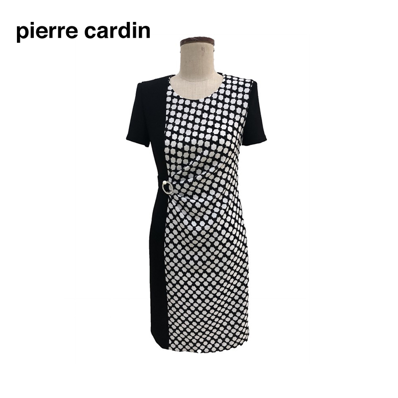 皮尔卡丹女装夏季新款简约通勤拼接修身连衣裙P1279D1111B3
