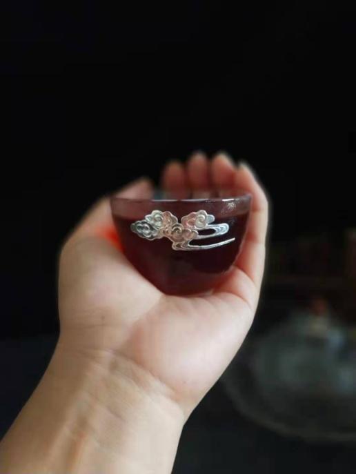 华艺银坊 云端系列五件套 可单选 人工无铅玻璃杯 加纯银990 商品图2