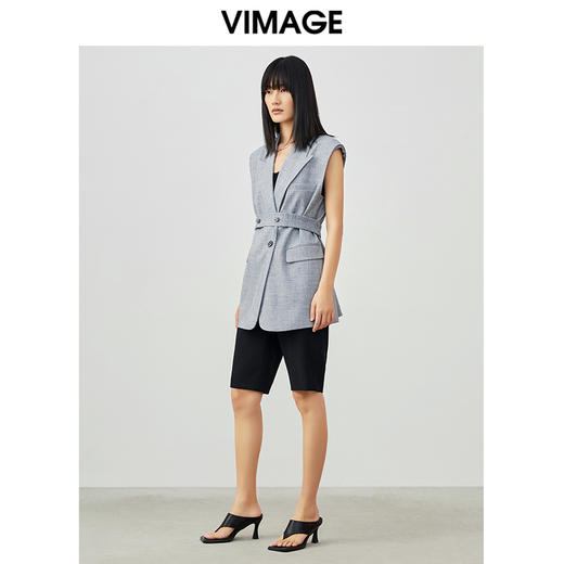 VIMAGE/纬漫纪春季新款外套束腰修身无袖风衣女中长款V1704305 商品图1