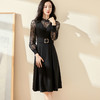 剩S/M 米思阳2025春季新款气质赫本风黑色蕾丝中长裙收腰显瘦连衣裙0064 商品缩略图0