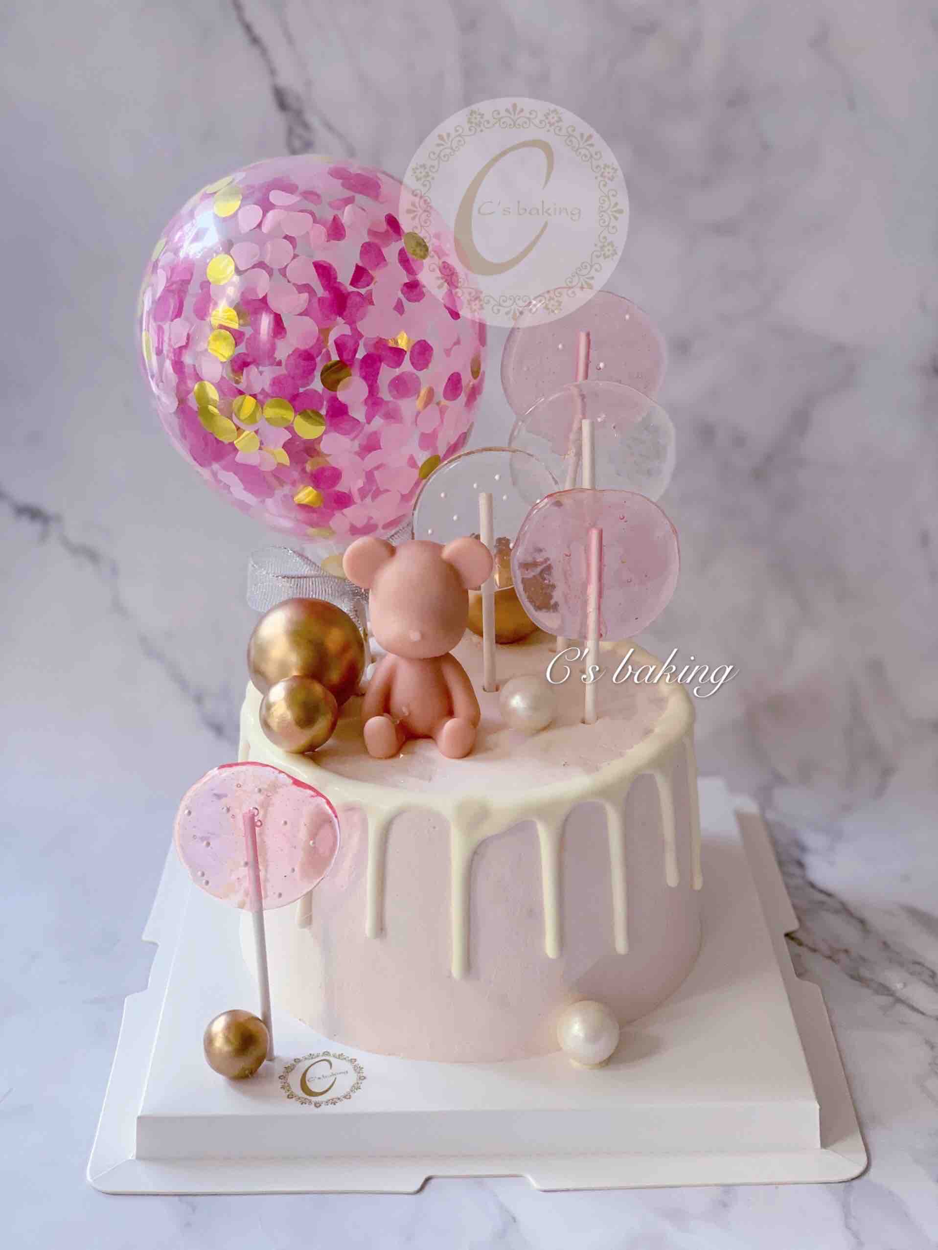 琉璃棒棒糖 巧克力小熊 (粉色系)  忌廉蛋糕（默认自提，收费配送请联系客服）