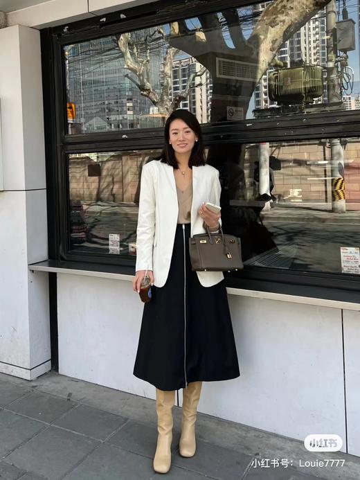 HIDEMI 水泥灰白褶皱做旧感环保皮V领西装皮衣皮裤套装 商品图8