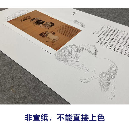 【大彩图】郎世宁横幅工笔画白描底稿《八骏图神品》骏马临摹勾线高清打印稿LS12 商品图2