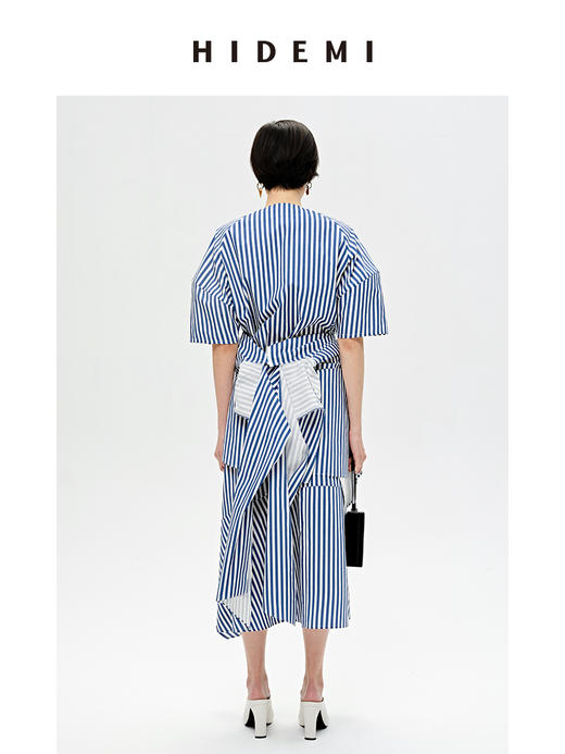 HIDEMI 蓝白条纹简约设计感廓形立体套装 商品图4