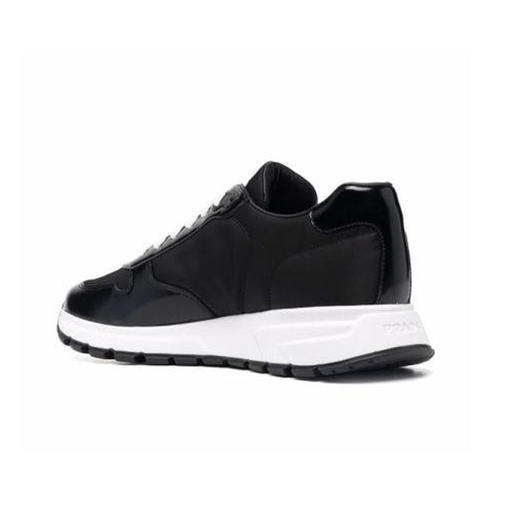 【一】PRADA 普拉达 男士珐琅三角形徽标休闲运动鞋 黑色 2EE369 3LF5 F0002 商品图1