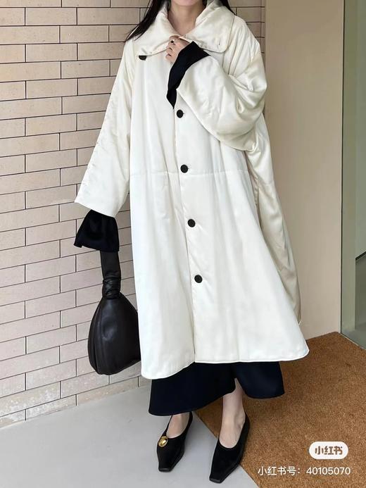 HIDEMI 行走的空气被 醋酸系列设计感长款棉服大衣 深海蓝/奶昔白 商品图2