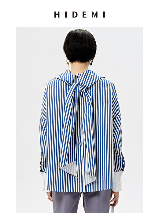 HIDEMI 围巾设计感多穿式条纹衬衫 商品图6