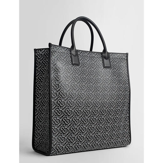 BURBERRY 博柏利 TB专属标识印花皮革托特包 男士单肩包 黑色 8049435 A6590 商品图1